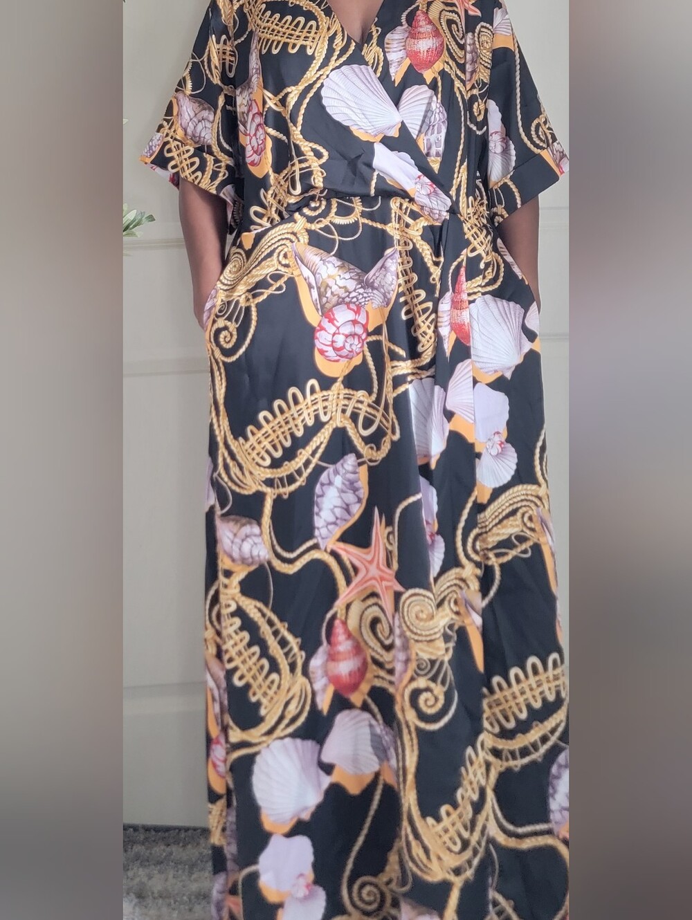 Ungaro  Black and Gold Maxi  Dress With Black Slip
